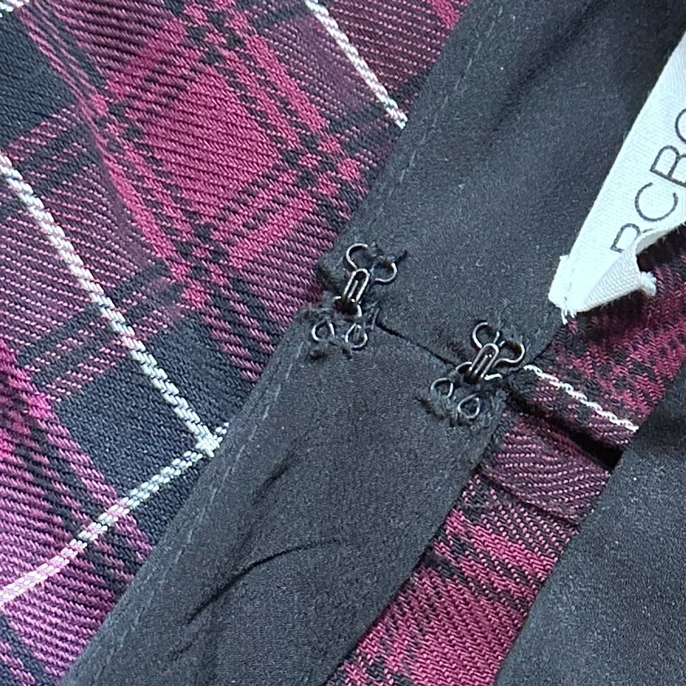 BCBGeneration Cut Out V-Neck Dark Plaid Tie Front Mini Dress - Picture 16 of 16